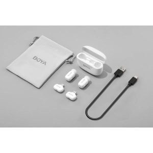 Boya MINI-13 - 2.4 GHz Ultra-Mini Wireless Microphone (White) - 2TX + 2RX
