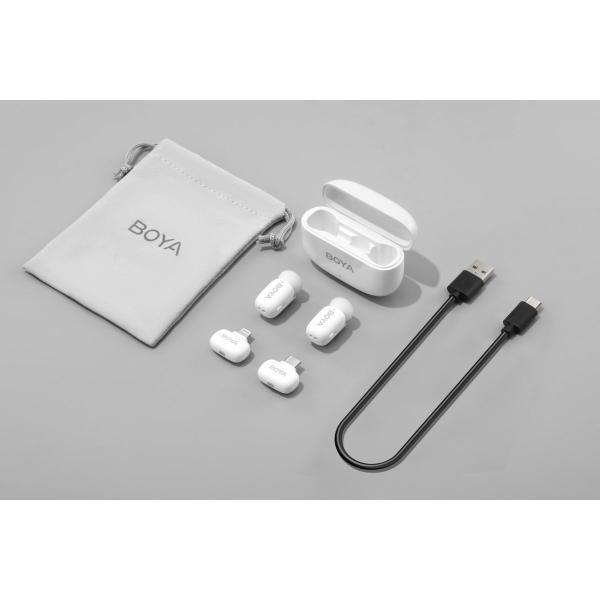 Boya MINI-13 - 2.4 GHz Ultra-Mini Wireless Microphone (White) - 2TX + 2RX