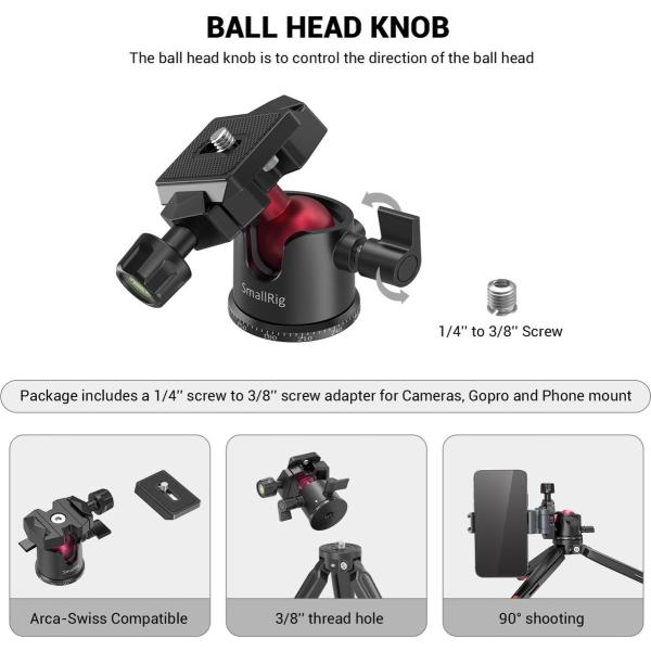 Smallrig 2664 Tabletop Mini Tripod w/ Panoramic Ball Head - Image 6