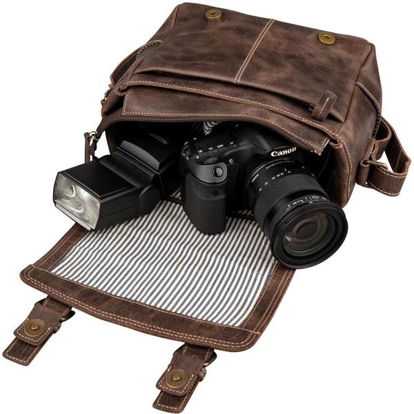 Kapstadt Leather Photo Bag Small Wide Vintage Brown - Image 6