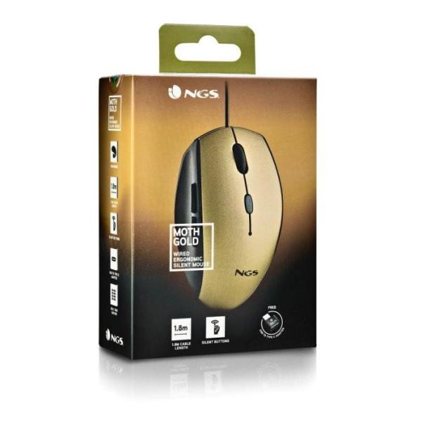 NGS Moth Ergonomische Bedrade Muis met USB Type-C - Goud - Image 4