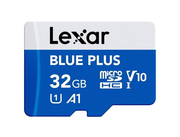 Lexar MicroSDHC Blue Plus UHS-I 32GB V10 Read 100MB/s w/ SD Adapter